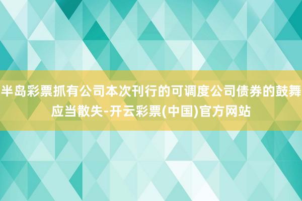 半岛彩票抓有公司本次刊行的可调度公司债券的鼓舞应当散失-开云彩票(中国)官方网站
